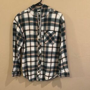 Maurices Green and White Casual Button Down Shirt